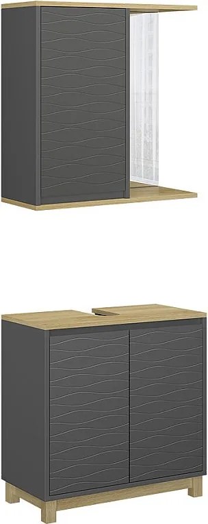 Zestaw mebli łazienkowych antracyt/dąb 60x30x60 livia