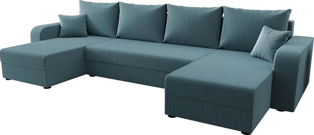 BEDANTE narożnik w kształcie U HEWLET U BIS Zoom 14 Blau z funkcją spania sofa w kształcie litery U z pojemnikiem na pościel