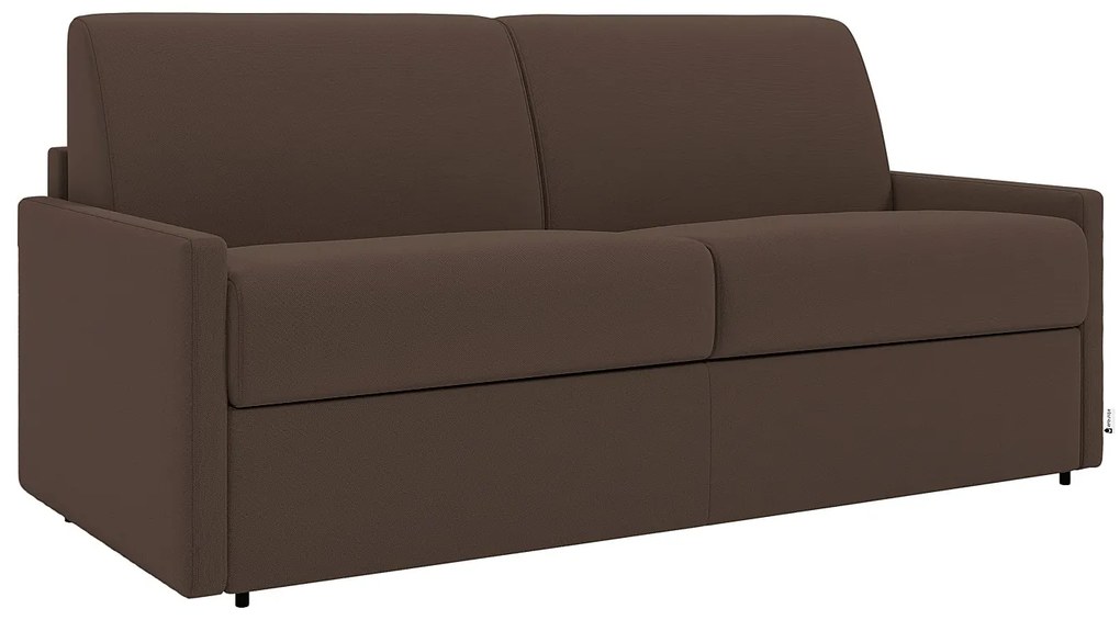 Kanapa 4-osobowa z ekspresowym mechanizmem rozkładania z tkaniny CALIFE - Kolor: brązowy - Wymiary miejsca do spania: 160 cm - Materac 22 cm z pamięcią kształtu