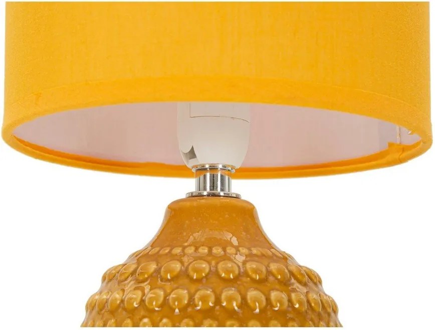 Musztardowa lampa stołowa ceramiczna z tekstylnym kloszem (wysokość 30,5 cm) Points – Mauro Ferretti