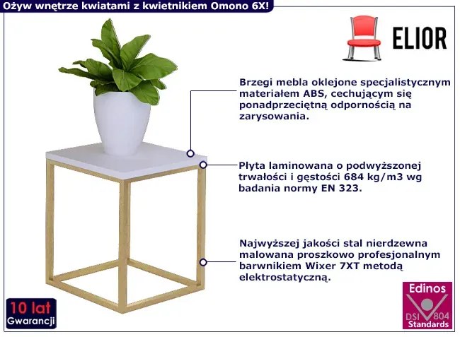 Kwietnik w stylu glamour złoty + biały Hurems 7X