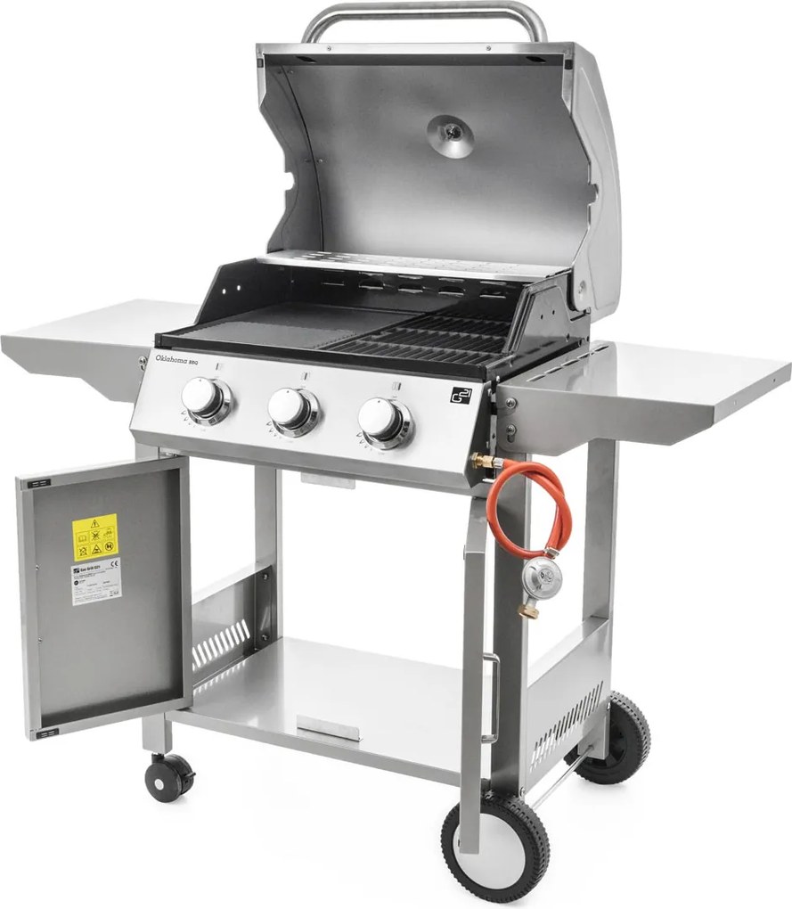 Grill gazowy OKLAHOMA BBQ, 4 palniki, z reduktorem, srebrny Penta CZ