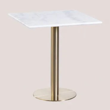Kwadratowy Stolik Barowy Z Marmuru Cosmopolitan Biały Marmur Guangxi & ↔︎ 60 Cm & Champagne Oro - Sklum