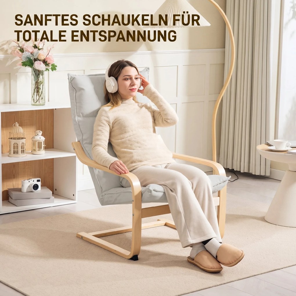 HOMCOM Fotel, fotel lounge z zaokrąglonymi nogami i podłokietnikami do salonu | Aosom PL