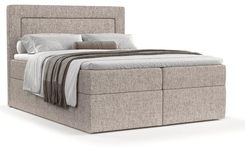 Jasnobrązowe łóżko boxspring ze schowkiem 180x200 cm Imagine – Maison de Rêve