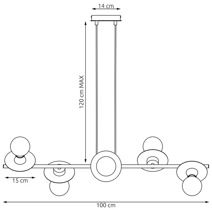 Czarno-złota nowoczesna lampa wisząca - D159 R8-H70