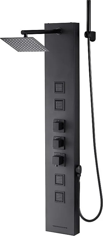 Kolumna Prysznicowa z Głowicą Prysznicową z Efektem Deszczu SucceBuy Bateria 4-Funkcyjna, 4 Strumieniami do Ciała, Słuchawką Prysznicową i Wylewką Wannową
