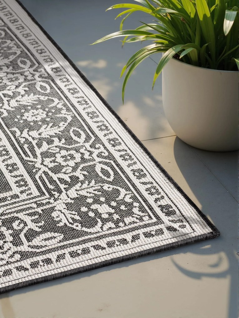 Dywan zewnętrzny dwustronny Duet czarno-kremowy 160 cm x 230 cm