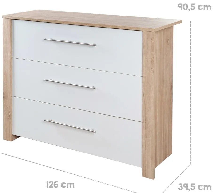 Białp-naturalna niska komoda dziecięca w dekorze dębu z przewijakiem 112x98 cm – Roba