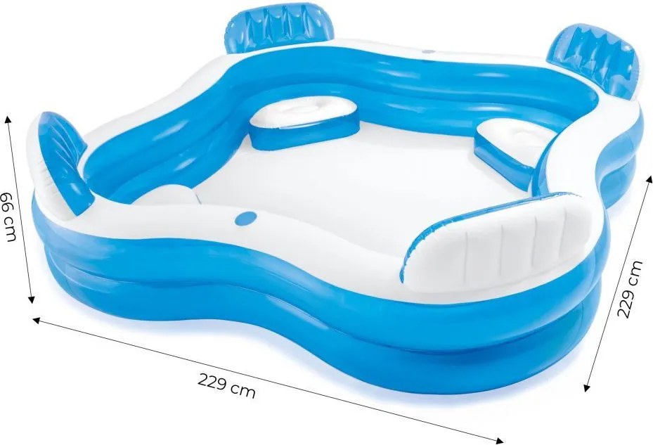 Dmuchany basen ogrodowy 229x229 cm Intex 475 z siedziskami - basen dla dzieci i dorosłych