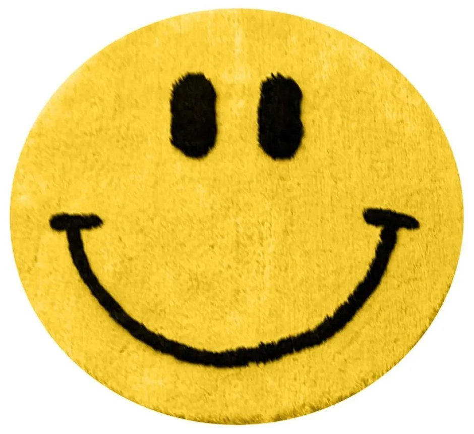 Żółty dywanik łazienkowy ø 90 cm Yellow Smile – Foutastic