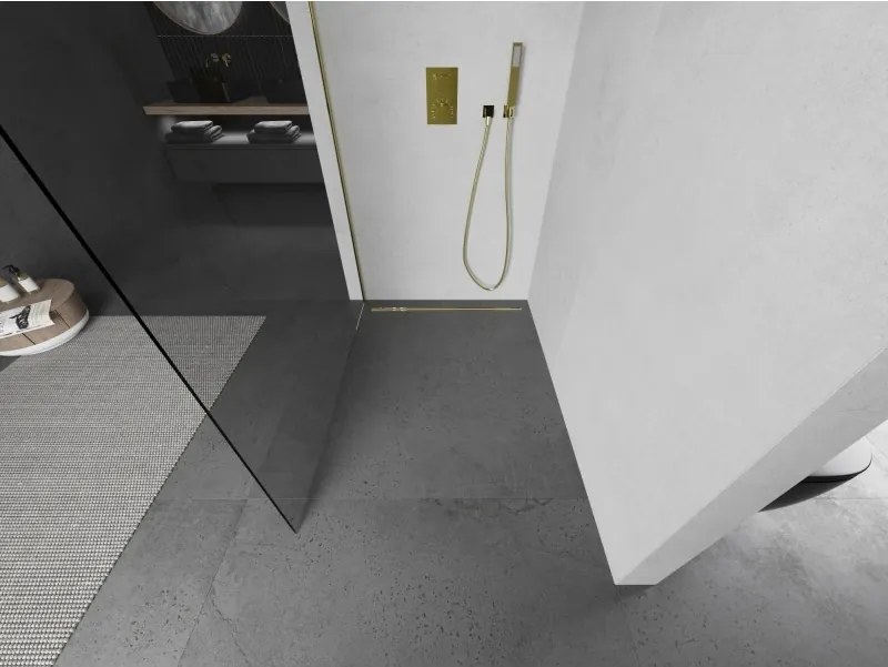 Mexen Kioto ścianka prysznicowa Walk-in 100 x 200 cm, transparent 8 mm, złota - 800-100-101-50-00