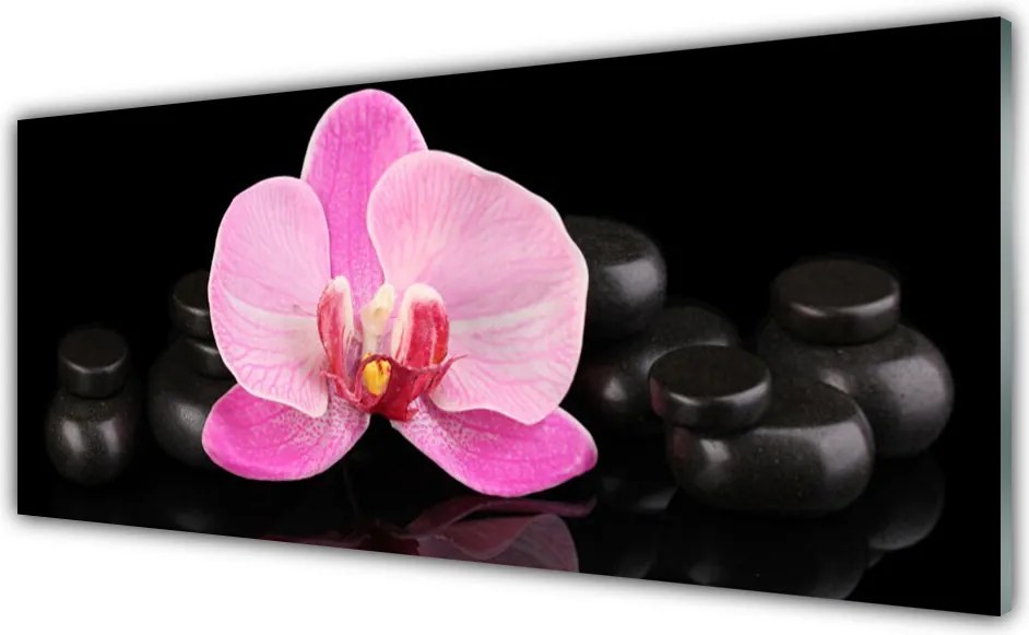 Panel Szklany Równowaga Natury: Kwiat i Kamień