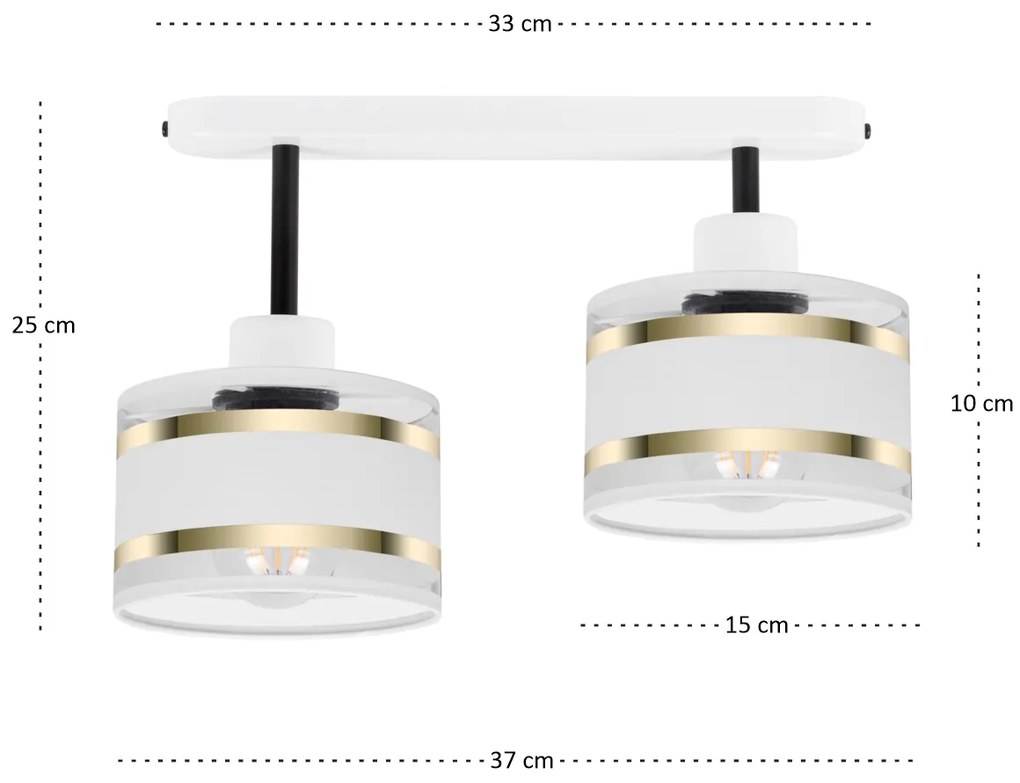 Lampa sufitowa biała dwupunktowy spot z białymi abażurami T-3306WE-WEW