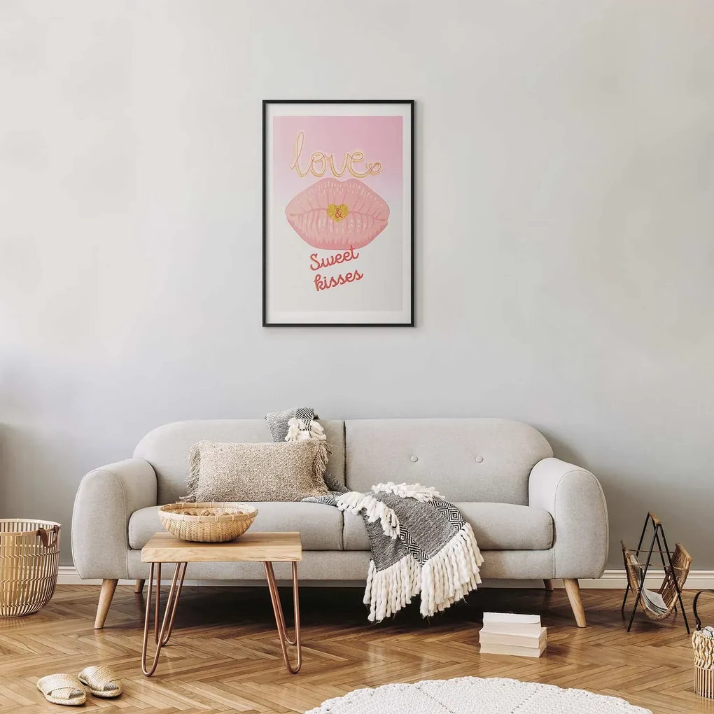 Plakat Sweet Kisses 40x60 cm z ramą czarną z marginesem ARTGEIST B