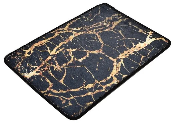 Czarno-złoty dywanik łazienkowy 60x40 cm Goldes − Foutastic
