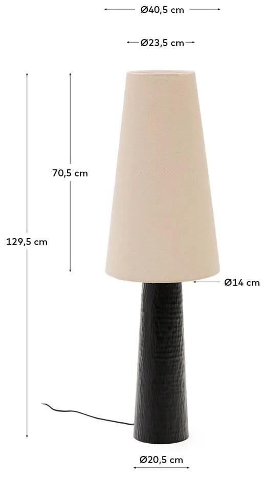 Czarno-kremowa lampa stojąca z tekstylnym kloszem (wysokość 129 cm) Senni – Kave Home