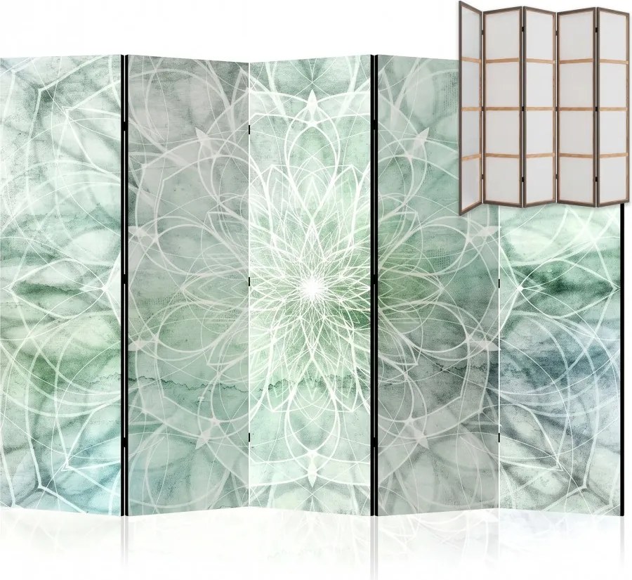 Parawan pokojowy 5-częściowy 225x172 Jednostronny dekoracyjny boho Szary Spokojna Mandala Natury