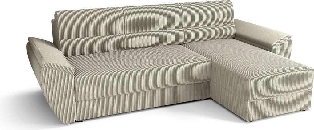 Rozkładana narożna sofa TAVERO 251x140 cm, jasnobeżowa, uniwersalna