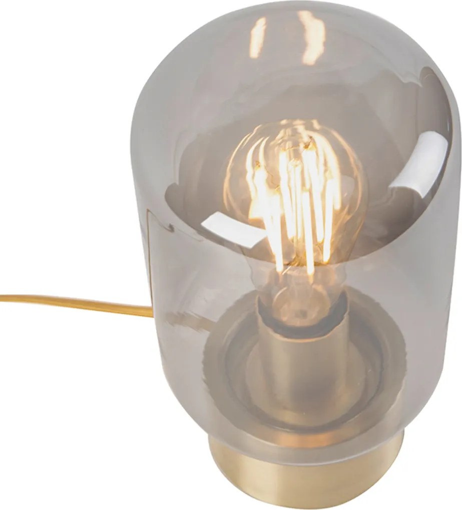 Designerska lampa stołowa mosiądz z dymionym szkłem - Bliss Cute