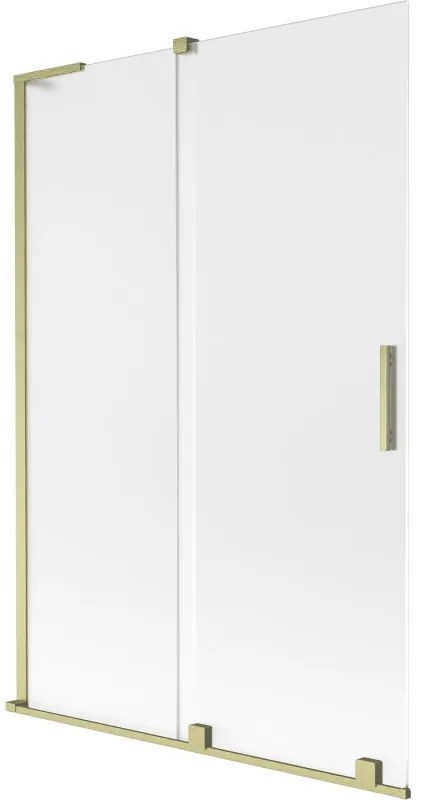 Mexen Velar L parawan nawannowy 2-skrzydłowy rozsuwany 120 x 150 cm, szron, złoty szczotkowany - 896-120-003-31-55