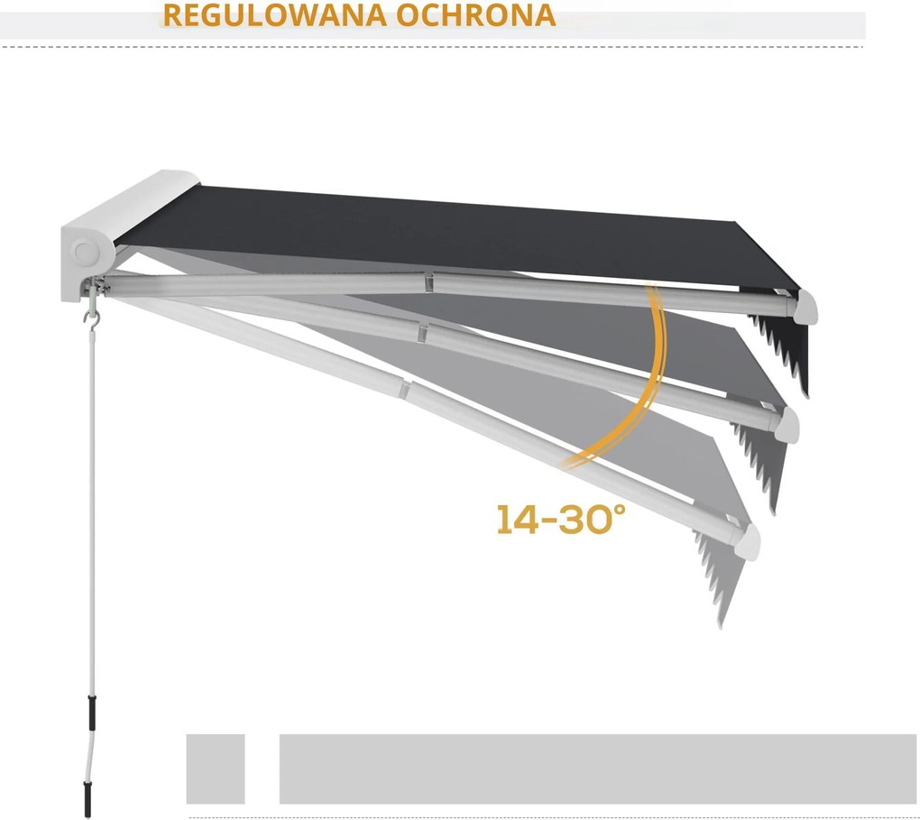 Outsunny Markiza Elektryczna Aluminiowa 250 x 200 cm – Pilot Zdalnego Sterowania, Półkaseton, Szary | Aosom PL