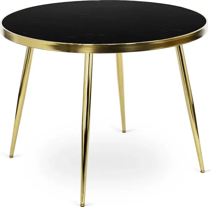 Stół Okrągły TINGA 100 cm Czarny/Złoty Glamour