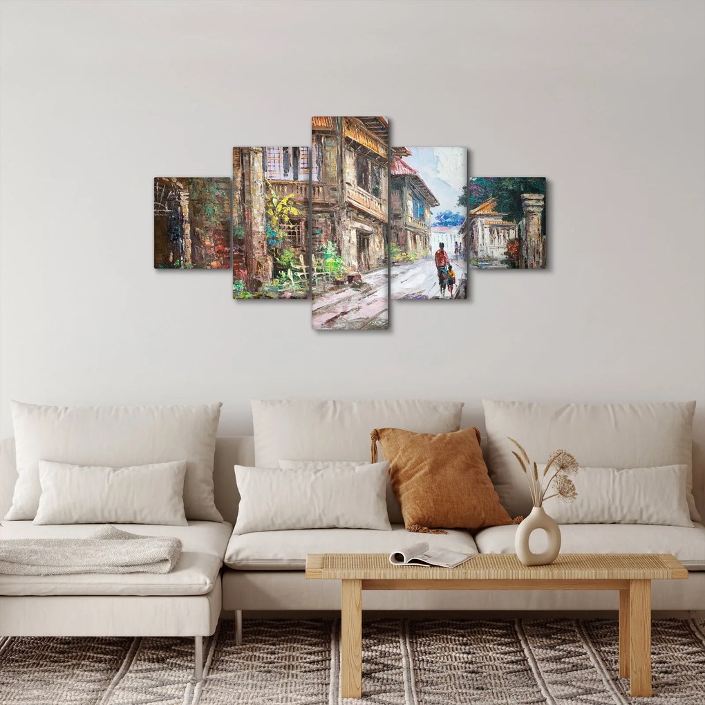 Obraz filipińskiej wioski, Azja (125x70 cm)