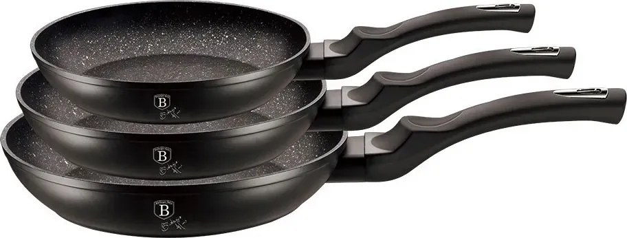 Czarny zestaw 3 aluminiowych patelni - Tulami 10X