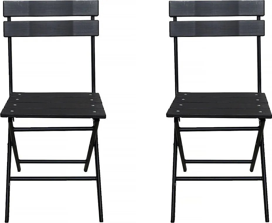 Zestaw 2 skladanych plastikowych krzesel ogrodowych "Tenerife" – antracytowo-szary