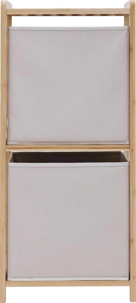 Regał bambusowy TIDY z dwoma materiałowymi koszami, 34,7 x 33 x 77,5 cm