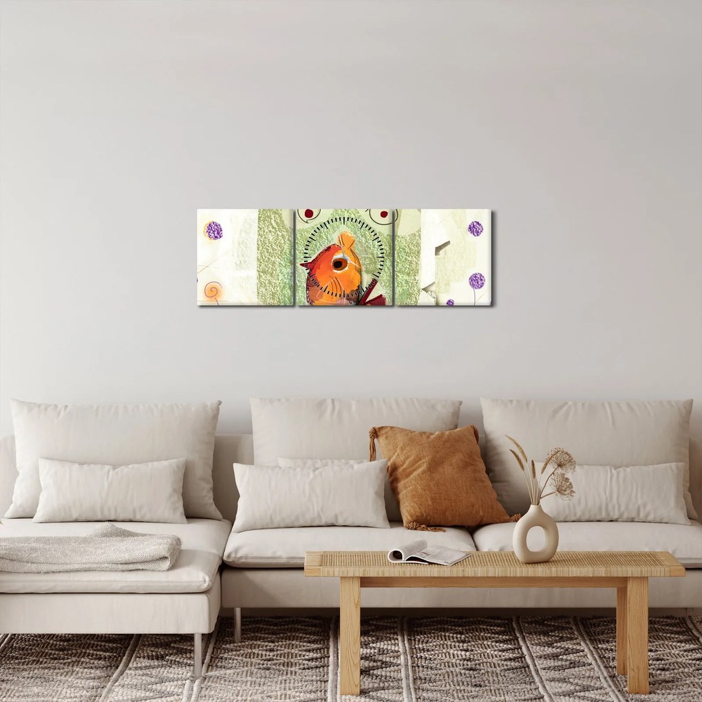 Obraz- Dusza ptaka (z zegarem) (90x30 cm)