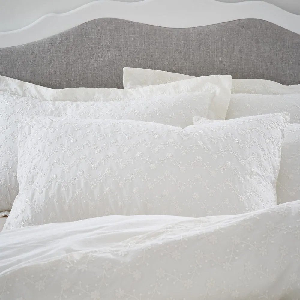 Biała bawełniana pościel jednoosobowa 135x200 cm French Knot Jacquard – Bianca