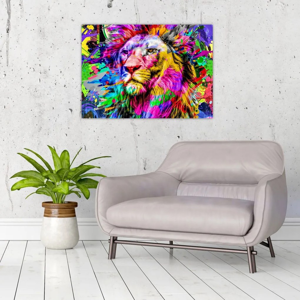 Obraz - obraz 3D lwa (70x50 cm)