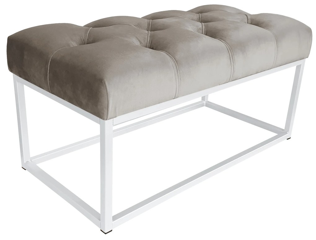 Ławka CHESTERFIELD LOFT podstawa biała pufa podnóżek MG09