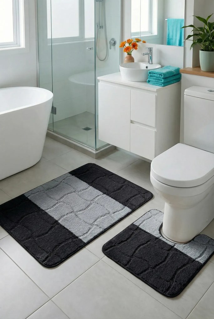 Czarne antypoślizgowe dywaniki łazienkowe P5-D11