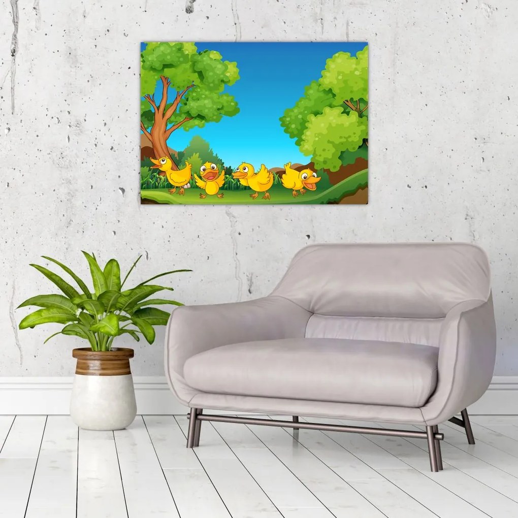 Obraz - Wesołe kaczątka (70x50 cm)