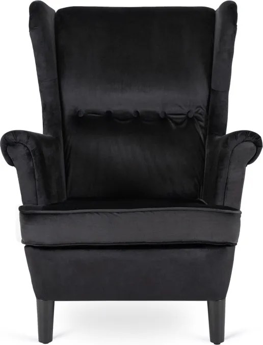 Fotel Uszak Wypoczynkowy KLARIS 2 Czarny Welurowy do Salonu Nowoczesny Loft