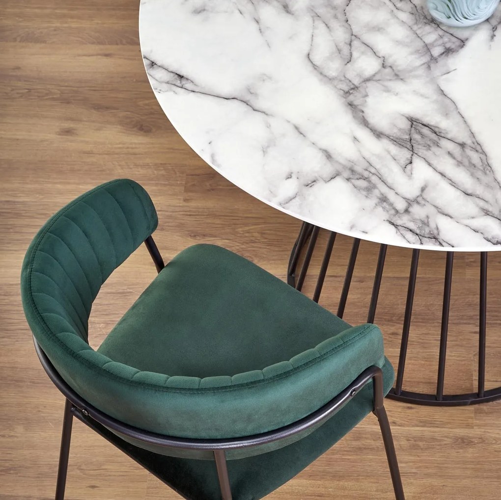 Designerski stół z drucianą podstawą Brodway imitacja marmuru