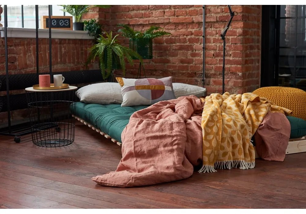 Szarobeżowa lniana rozkładana sofa 140 cm Roots – Karup Design