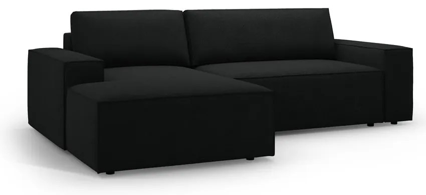 Czarny rozkładany narożnik z materiału bouclé (lewostronny) Jodie – Micadoni Home