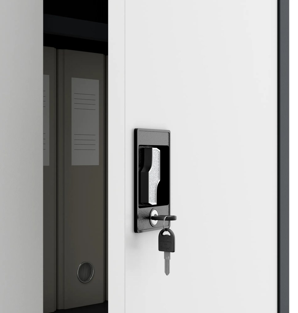 Szafa na dokumenty biurowa metalowa antracytowo-biała: JAN H, 900 x 1950 x 400 mm