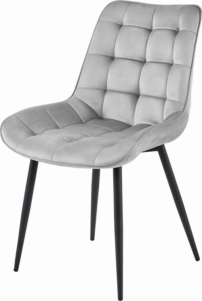 Krzesło welurowe BERA jasnoszare z czarnymi nogami