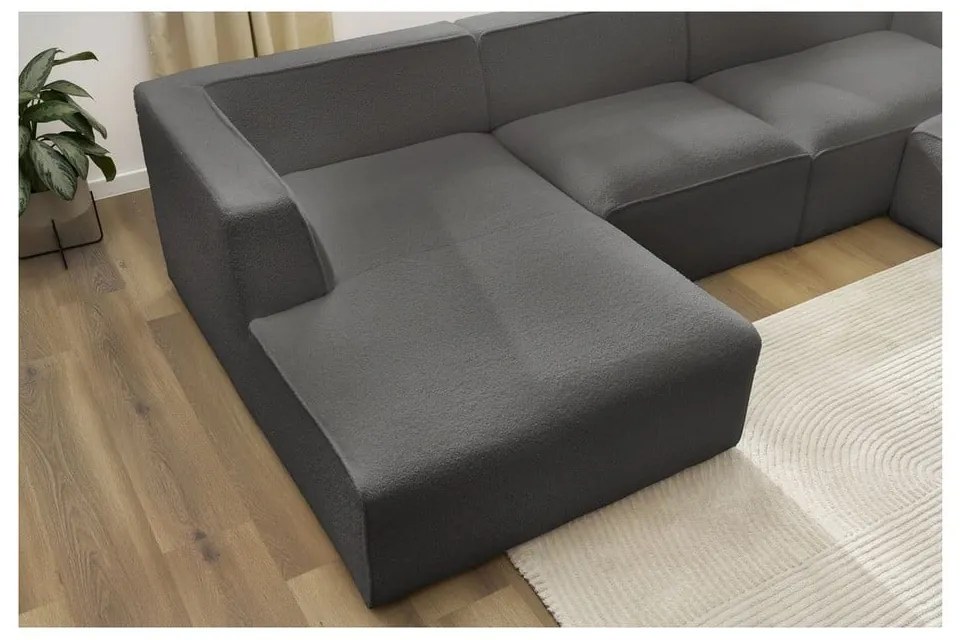 Ciemnoszary narożnik modułowy z materiału bouclé (prawostronny/w kształcie litery U) Megeve – Bobochic Paris