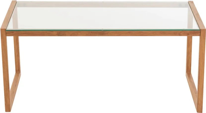 Stolik kawowy NATURELE ze szklanym blatem 90x50 cm, brązowy