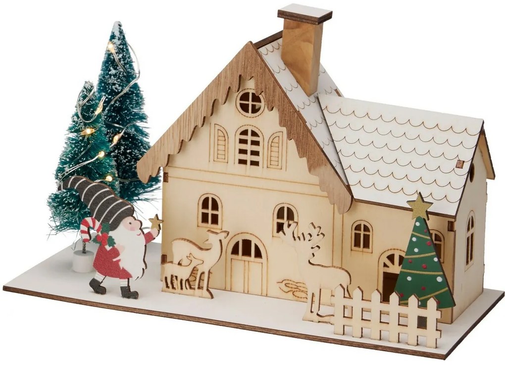 Świąteczna dekoracja LED Domek zimowy, 20 x 10 x 12,5 cm, dekor 1