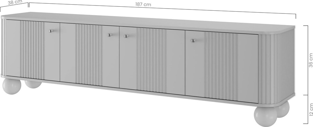 Szafka RTV Vesper 4D 187 cm - kaszmir / złote uchwyty / nogi kule
