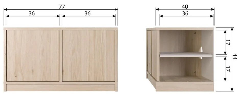 Szafka modułowa pod TV w dekorze dębu 77x44 cm Modulair – vtwonen