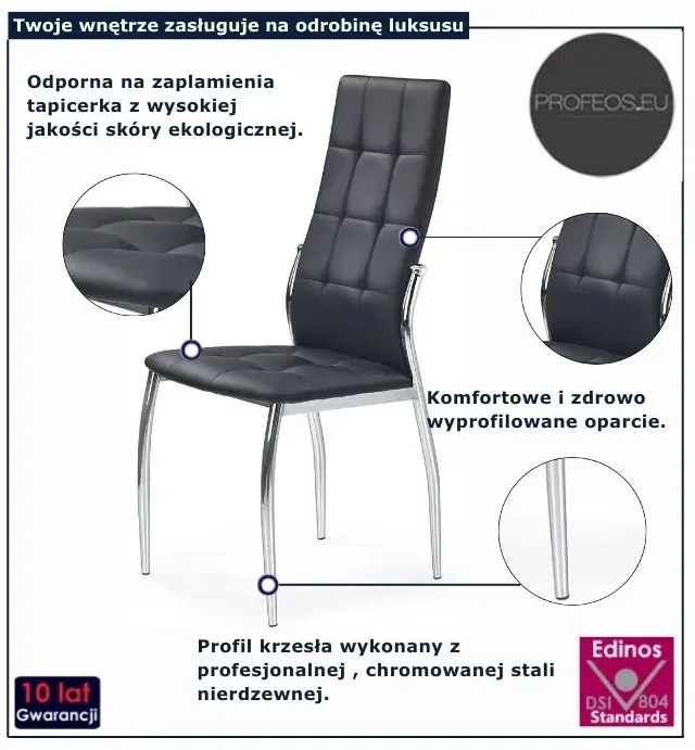 Nowoczesne czarne metalowe krzesło pikowane - Azrel