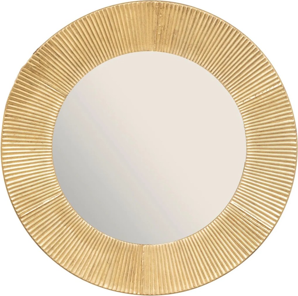 Lustro okrągłe Milda w złotej, metalowej ramie, Ø 90 cm